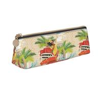 SMSJTMWHN Estuche triangular con estampado de isla de Cuba, estuche de piel para bolígrafos, cosméticos, escritorio, papelería, organizador para oficina, mujeres y hombres