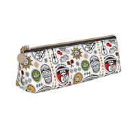 SMSJTMWHN Estuche triangular con estampado de símbolos de salsa mexicana, estuche de cuero para bolígrafos, cosméticos, escritorio, papelería, organizador para oficina, mujeres y hombres