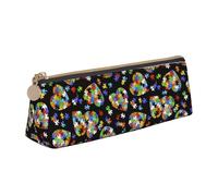 SMSJTMWHN Estuche triangular para lápices de piel con diseño de corazón, para concienciación sobre el autismo, bolsa de cosméticos, escritorio, papelería, organizador para oficina, mujeres y hombres