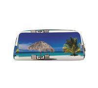 SMSJTMWHN Jamaica Beach - Estuche de piel con estampado de playa, espacioso y elegante estuche para lápices de oficina