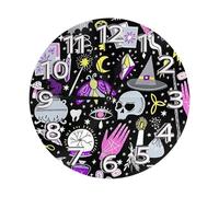 SMSJTMWHN Magic Witch Witchcraft - Reloj de pared redondo con números, diseño silencioso sin tictac, respetuoso con el medio ambiente y personalizable para cocina, oficina, aula, 25,4 cm