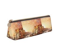 SMSJTMWHN Precioso estuche triangular con impresión de vista al canal de Venecia, estuche de cuero, bolsa para cosméticos, organizador de escritorio, papelería, organizador para oficina, mujeres y