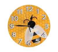 SMSJTMWHN Reloj de pared redondo amarillo con diseño silencioso sin tictac, respetuoso con el medio ambiente y personalizable para cocina, oficina, aula, 10 pulgadas