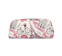 SMSJTMWHN Romántico estuche de piel con estampado de la Torre de París, espacioso y elegante estuche para lápices de oficina con cremallera