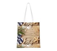 SMSJTMWHN Sand Beach - Bolsa de lona con estampado de palmeras reutilizables para la compra de comestibles, bolsa de hombro, bolsa de regalo