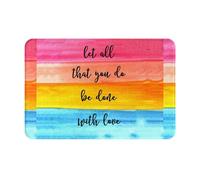 SMSJTMWHN Tapete de bienvenida, con texto en inglés "Let All You Do Be Done with Love", para entrada interior y exterior, tapetes de perfil bajo, fácil de limpiar, alfombra de entrada delantera