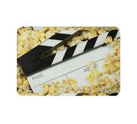 SMSJTMWHN Tapete de bienvenida, tablillas de cine y palomitas de maíz para entrada interior y exterior, tapetes de perfil bajo, fácil de limpiar, alfombra de entrada delantera, decoración del hogar