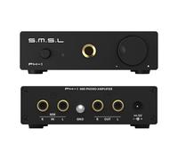 SMSL PH-1 MM - Preamplificador de fono para tocadiscos/reproductor de discos/altavoces activos, línea RCA/salida de auriculares de 6,35 mm, preamplificador de audio doméstico con fuente de