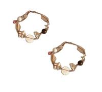 SMTCM 2 piezas de concha collar concha pulsera tobillera verano pulseras playa joyas boho pulseras mujer diseño ajustable para las playas de verano, vacaciones, surf y fiestas