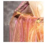 SMTCM Tela de organza iridiscente de color oro rosa, 2 m x 150 cm, gradiente de organza, tela de encaje mágica, brillante, multicolor, tela transparente para coser, tela de tul, tela decorativa para