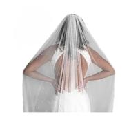 SMTCM Velo de novia con perlas blanco/marfil, velo de novia de tul suave, 1 capa, tul suave con peine de metal, elegante iglesia, velo largo, velo de perlas, accesorio para el cabello para mujer, 45