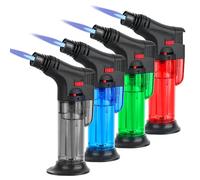 smtfcty 4 Piezas Encendedor a Prueba de Viento Mechero de Jet Llama Mechero Soplete Llama Ajustable Encendedor de Gas para Barbacoa, Chimenea, Cocina, Camping (Vendido sin Gas)