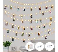 smtfcty Clip de Cadena Luces LED Foto 10M 100LED Guirnalda de Luces con 60 Pinzas Para Fotos Fotoclips y 20 clavos que no dejan marcas para Decoración, Habitaciones, Bodas, Navidad Fiesta