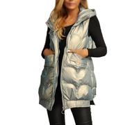 SMTSEC Chalecos Largos Con Capucha Para Mujer Chaleco Acolchado Acolchado Cálido De Invierno Chaleco Sin Mangas Chaqueta Informal Para Exteriores Para Mujer Prendas De Abrigo Parka,Grey,Xxl