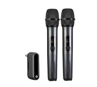 SMTYXS De Micrófono Inalámbrico UHF De 2 Canales con Receptor Recargable. Micrófono De Mano Inalámbrico For Karaoke, Iglesia, Fiesta, DJ.