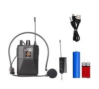 SMTYXS Micrófono De Auriculares Inalámbricos UHF con Receptor Transmisor, Transmisor Bodypack con Pantalla Digital LED For Enseñanza En Vivo(Head Mounted Set)