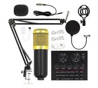 SMTYXS Micrófono De Condensador Karaoke En Vivo Chat De Canciones Grabación De Juegos Micrófono Teléfono Móvil Computadora Equipo General(Gold-BM800-V8)