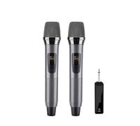 SMTYXS Micrófono Inalámbrico De 2 Canales UHF Profesional De Mano For Fiestas, Karaoke, Iglesias, Espectáculos Y Reuniones A 50 Metros De Distancia.(E)