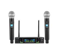 SMTYXS Micrófono Inalámbrico UHF Profesional De 2 X 100 Canales, 40 M, Cardioide, Dinámico, De Mano, con Receptor For Presentaciones Y Fiestas.