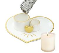 Smudge Stick Holder, Ceramic Incense Candle Tray, Heart Shaped Ash Catcher Bowl, Elegant Zen Decorative Accent, Heat Resistant Stable Design, Perfect for Living Room Meditation Altar