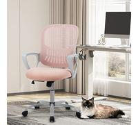 Smug Silla de Oficina ergonómica con Respaldo Medio, Silla giratoria de Malla con Ruedas, cómodo Soporte Lumbar, reposabrazos cómodos para el hogar, Dormitorio, Oficina, Estudiantes, Estudiantes