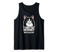 Smug Tuxedo Cat posee el felino Divertido de Internet Camiseta sin Mangas