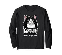 Smug Tuxedo Cat posee el felino Divertido de Internet Manga Larga