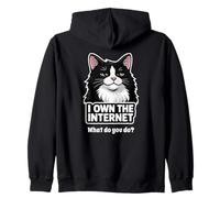 Smug Tuxedo Cat posee el felino Divertido de Internet Sudadera con Capucha