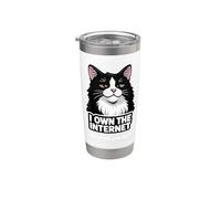 Smug Tuxedo Cat posee el felino divertido de Internet Vaso térmico de acero inoxidable de doble pared
