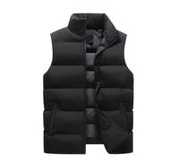 SMUXP Chaleco acolchado para hombre, calentador de cuerpo acolchado de invierno, chaleco acolchado sin mangas con cremallera completa y bolsillos con cremallera (paquete de 1), Negro, 4XL