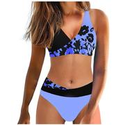 SMUXP Conjunto de bikini para mujer, traje de baño de 2 piezas, triángulo de cuerda, halter, traje de baño de dos piezas, parte delantera torcida, bikini de cintura alta, púrpura (8#Purple), M