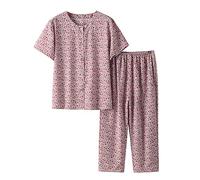 SMUXP Liquidación de venta - Conjunto de pijama de lino y algodón de 2 piezas para mujer, camisa de manga corta con botones y pantalones de pijama largos, conjuntos de pijama suave 2025, rosa, XL