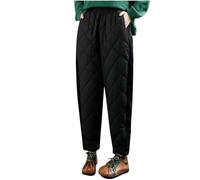 SMUXP Liquidación de venta - Pantalones acolchados para mujer, cintura elástica, con retazos laterales, pantalones acolchados para invierno, cálidos, holgados, de talle alto, con bolsillos, Feliz Año