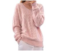 SMUXP Liquidación de ventas Black of Friday 2024, suéteres de punto trenzado para mujer, cuello en V, manga larga, suéteres de invierno para uso diario, cálidos, casuales, lisos, ofertas Cyber of