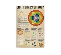 SMWY Póster vintage de DYJ Rerto - Póster de Yama Niyama Asana Dhyana en lienzo y arte de pared con impresión moderna para dormitorio familiar, 30 x 45 cm