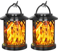 SMY Lighting Farolillos solares para exteriores, lámparas solares para exteriores con efectos de llama realistas, IP65 resistente al agua, farolillo solar con pinzas para decoración de patio, balcón