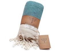 SMYRNA TURKISH COTTON Manta de la Serie Vintage, 152 x 203 cm, para Exteriores, Azul petróleo