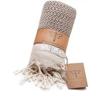 SMYRNA TURKISH COTTON Throw Blanket Vintage Series, 50x60 Inch, Outdoor Blankets, Throws and Blankets for Couch, Sofa, Bed, Chair, Beach Picnic, Travel Boho Turkish Blanket Throw, Latte
