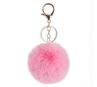 SMYTJSYC Lindo llavero de pompón de piel artificial esponjosa, llavero para mujer, bolso de mano, 13 cm, aproximadamente 8 cm