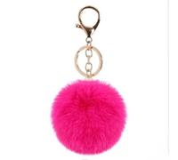 SMYTJSYC Lindo llavero de pompón de piel artificial esponjosa, llavero para mujer, bolso de mano, 17, aproximadamente 8 cm