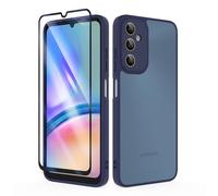 SMYTU Funda para Samsung Galaxy A05s 4G 6,7 Pulgadas con Cristal Templado,Carcasa Translúcida Mate Trasera Cover - Azul