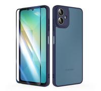 SMYTU Funda para Samsung Galaxy A06 4G 6,7 Pulgadas con Cristal Templado,Carcasa Translúcida Mate Trasera Cover - Azul