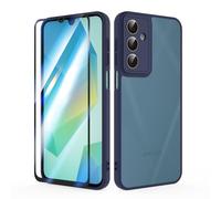 SMYTU Funda para Samsung Galaxy A16 4G / 5G 6,7 Pulgadas con Cristal Templado,Carcasa Translúcida Mate Trasera Cover - Azul