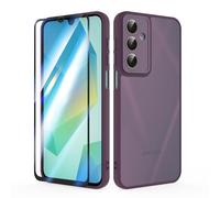 SMYTU Funda para Samsung Galaxy A16 4G / 5G 6,7 Pulgadas con Cristal Templado,Carcasa Translúcida Mate Trasera Cover - Vino Rojo