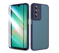 SMYTU Funda para Samsung Galaxy A26 5G 6,64 Pulgadas con Cristal Templado,Carcasa Translúcida Mate Trasera Cover - Azul