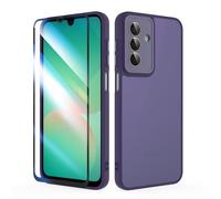 SMYTU Funda para Samsung Galaxy A26 5G 6,64 Pulgadas con Cristal Templado,Carcasa Translúcida Mate Trasera Cover - Morado Oscuro