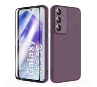 SMYTU Funda para Samsung Galaxy A55 5G 6,6 Pulgadas con Cristal Templado,Carcasa Translúcida Mate Trasera Cover - Vino Rojo