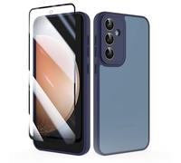 SMYTU Funda para Samsung Galaxy S23 FE 5G 6,4 Pulgadas con Cristal Templado,Carcasa Translúcida Mate Trasera Cover - Azul