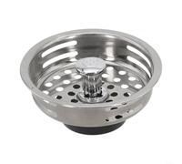 SMZhomeone 1 colador de cesta de fregadero de cocina de 85 mm, tapón de drenaje de acero inoxidable con arandela, 18 bloques de filtro de agujeros de ventilador, residuos de plata para cocinar en casa