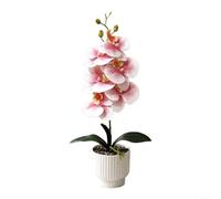 SMZhomeone 1 orquídea artificial Phalaenopsis, flores realistas de mariposa 3D, planta falsa de plástico suave, sin riego, decoración del hogar, boda, oficina, lunares morados, blanco, 42 cm (corazón